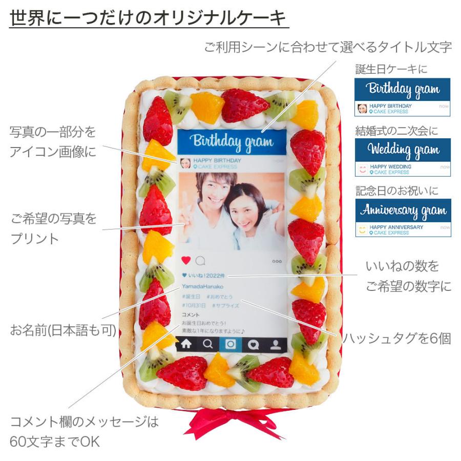 インスタグラム風写真ケーキ S フルーツ生クリーム 22 14cm お中元 ギフト Birthdaygram Cake Express 通販 Yahoo ショッピング