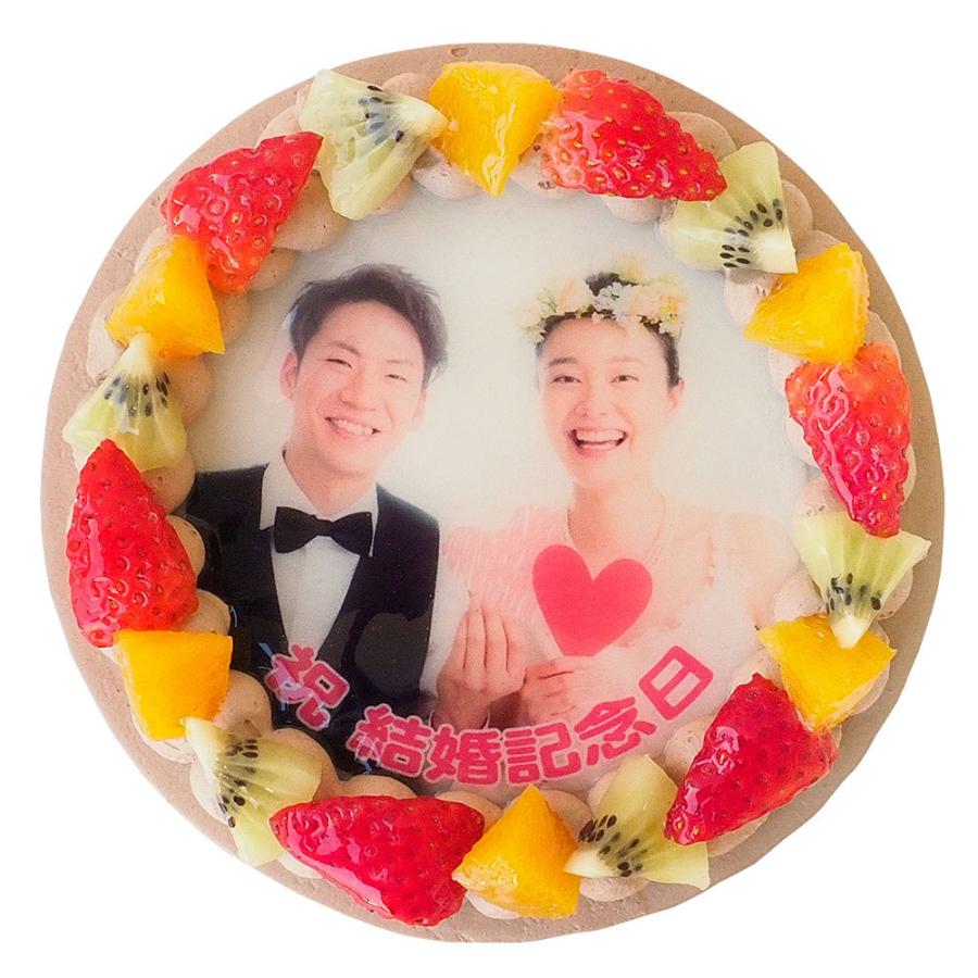 写真ケーキ フルーツ三種生チョコクリーム 6号 イラスト フォトケーキ プリント 美品 6号