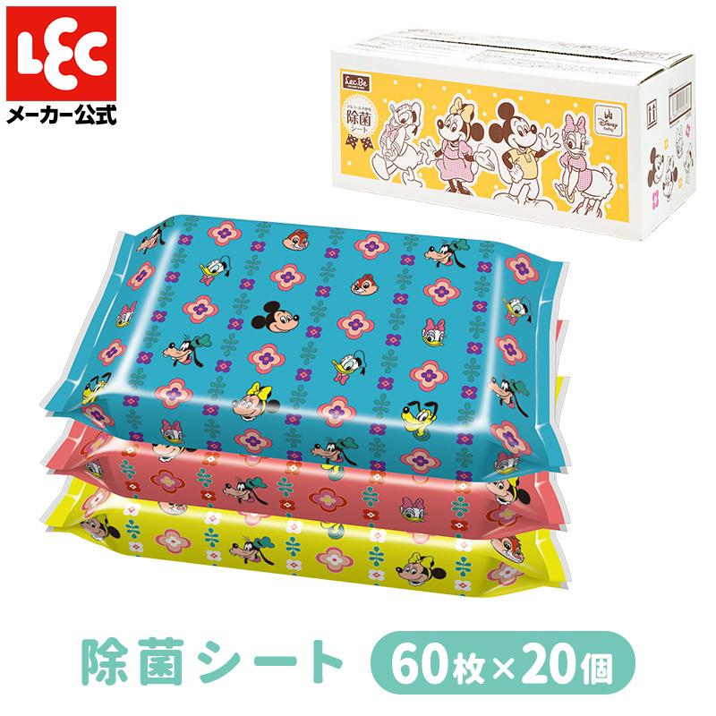 ディズニー ウェットティッシュ ウエットティッシュ 除菌シート 日用品 ノンアルコール 除菌ウェットティッシュ 除菌 ミッキー＆フレンズ 60枚×20個 ミニー（Yahoo!・レックダイレクト）
