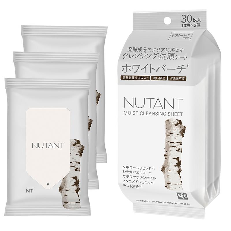 NUTANT ニュータント クレンジング洗顔シート ホワイトバーチ 10枚×9個 クレンジング メイク落とし クレンジングシート メイク落としシート レック lec | 