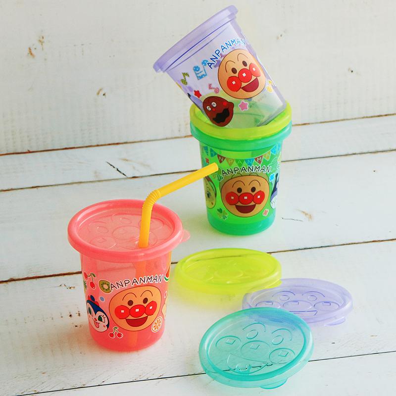 アンパンマン ストローカップ 食器 S 4個入(4色別柄：ピンク/パープル/イエロー/グリーン) ※市販ストロー対応 | LEC | 08