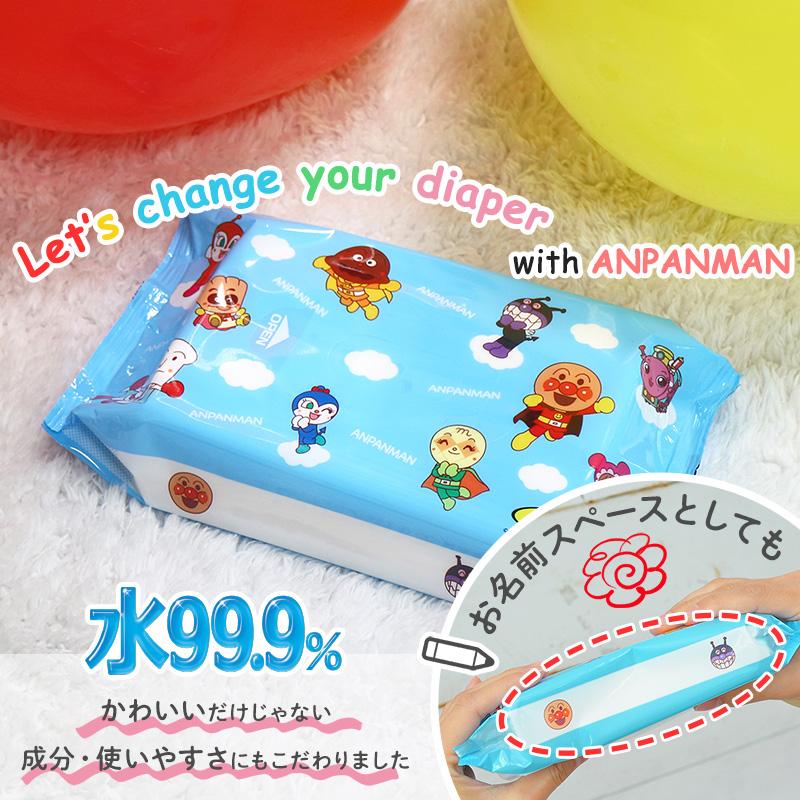 おしりふき 厚手 シート アンパンマン 水99.9％ 60枚×12個 ウェットティッシュ ウエットティッシュ ウェットシート ベビー 可愛い ケース売り | LEC | 01