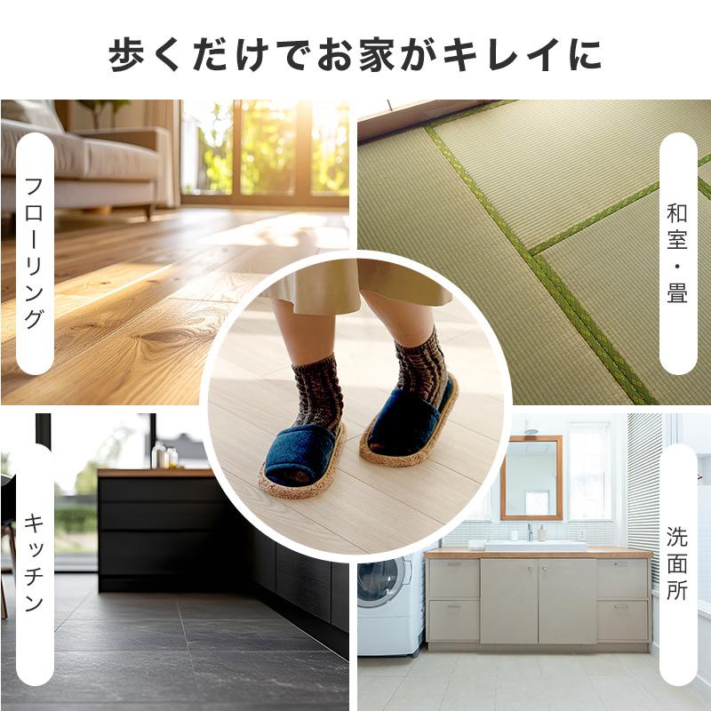 LEC（レック） スリッパ モップ お掃除 激落ちくん Lサイズ ネイビー
