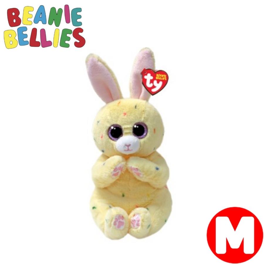 ぬいぐるみ うさぎ 黄色 レモン色 クリーム色 TY Beanie bellies M