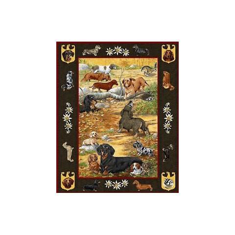 高速配送 犬種多数 アメリカより取寄せ対応 納期3か月 ゴブラン織りのタペストリー ダックスフンド W127 H185cm 犬の刺繍が素敵なラグ ベッドカ 好評 Zoetalentsolutions Com