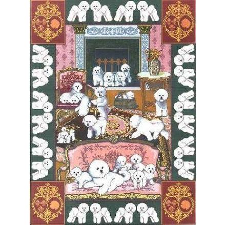 正規品 犬種多数 アメリカより取寄せ対応 納期3か月 ゴブラン織りのタペストリー ビションフリーゼ W127 H193cm 犬の刺繍が素敵なラグ ベッド 想像を超えての Orientalweavers Com