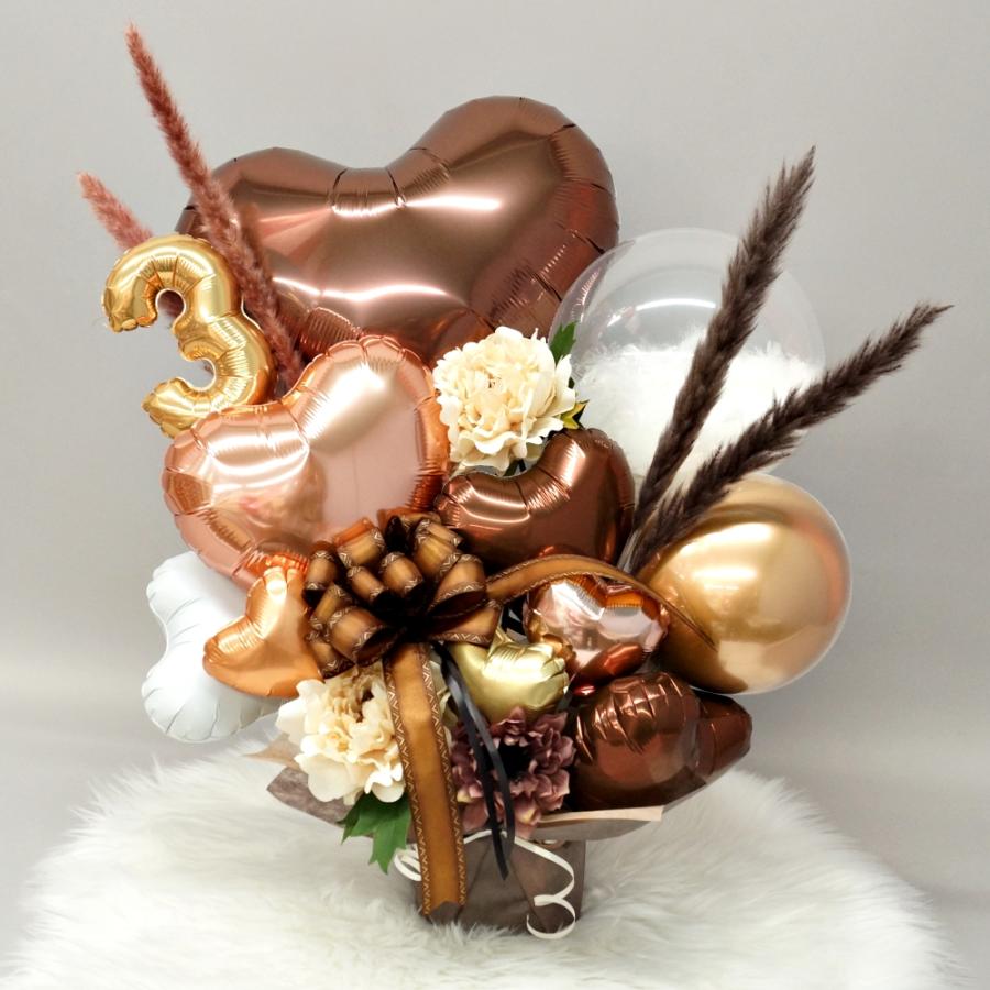 バルーン電報 結婚式 おしゃれ バルーンフラワー 豪華 ナチュラル ニュアンス ブラウン 開店祝い 周年 バルーンギフト 卓上 誕生日 大人 美容室 送料無料 | ブランド登録なし | 18