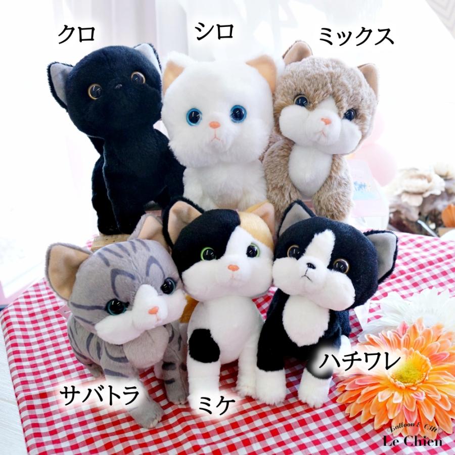 ぬいぐるみ 猫 小さい グレー ハチワレ 白猫 シャム ミケ サバトラ