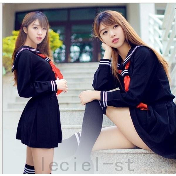 少女セーラーワンピース長袖ワンピースマリンセーラー服海軍風リボンロリ森ガールコスチュームロリータ原宿系チュニック お洒落