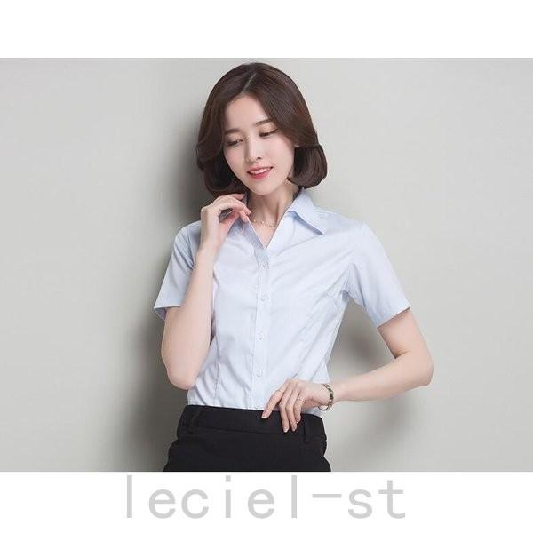 半袖ワイシャツレディースyシャツ半袖ブラウス事務員通勤シンプル婦人服olスーツシャツ仕事キャリアフォーマルビジネスオフィススプリング Cut 3qidem34 Leciel 通販 Yahoo ショッピング