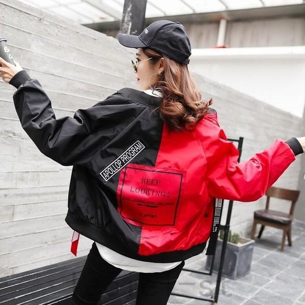 スカジャン レディース ゆったり ジャケット スタジャン ダンス衣装 バイカラー ファッション ラグランスリーブ 原宿系 春秋 最大67 オフ ジャケット