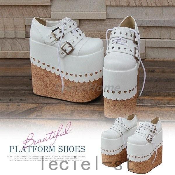 厚底ローファー レディース コスプレ 19cmヒール 厚底シューズ 靴 厚底靴 ゴスロリ風 ファッション ロリータ ヒール バックストラップ 靴