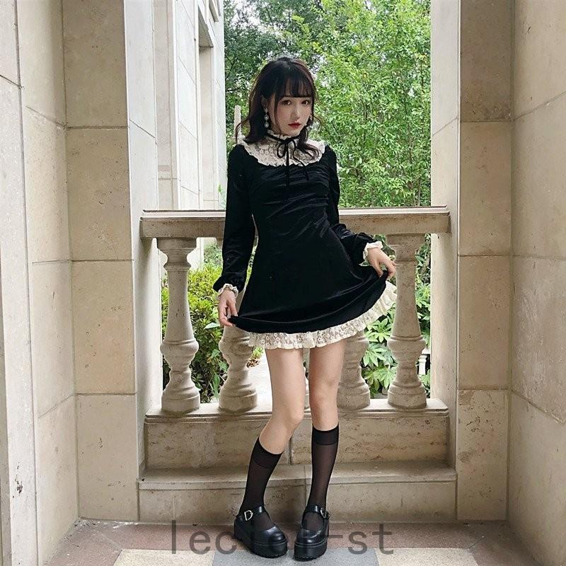 ロリータ ワンピース コスプレ メイド服 ハロウィン ハロウィーン コスチューム クリスマス 萌え 人気 可愛い おしゃれ ワンピース ドレス 秋冬服 春夏 原宿風 :lec43-8356268:Leciel 通販 コスプレ ワンピース オシャレ 夏 膝丈 かわいい ゴスロリ 黒 メイド S