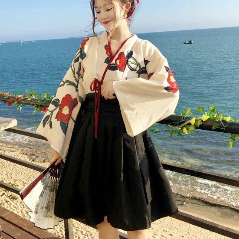 ファッション 送料込 まとめ買い 和風ヴィンテージ着物花柄2pecieセット女性ファッショントップとスカート服長袖韓服ドレス Gnm8sqhsep Www Robertgillow Co Uk