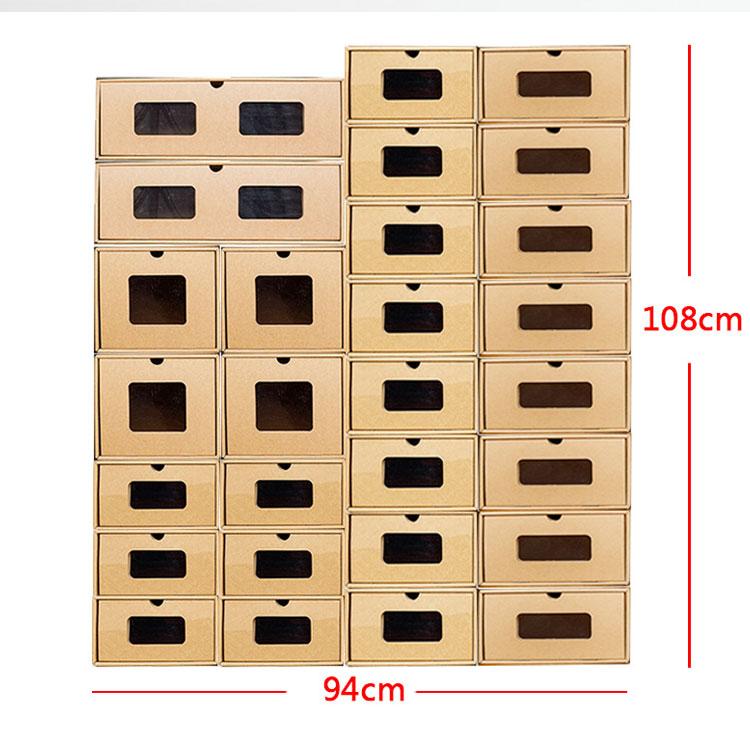 紙製 ダンボール製 靴箱 段ボール 1足 シューズボックス 靴箱 シューズケース 6サイズ 下駄箱 窓付き 引き出し スニーカー ロングブーツ ビジネ｜leciel-st｜04