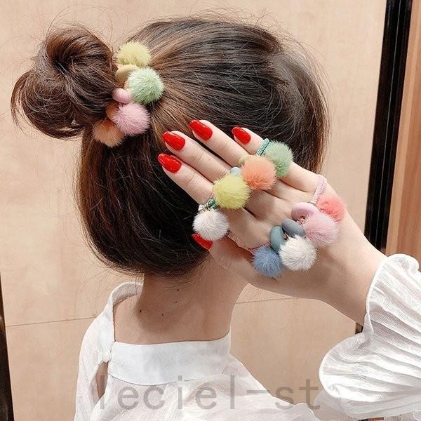 お買い得 Leciel大人可愛い ヘアゴム ファーポンポン ヘアアクセサリー 髪飾り 女性 髪留め ゴム ポニーテール メール便 Redoriente Net