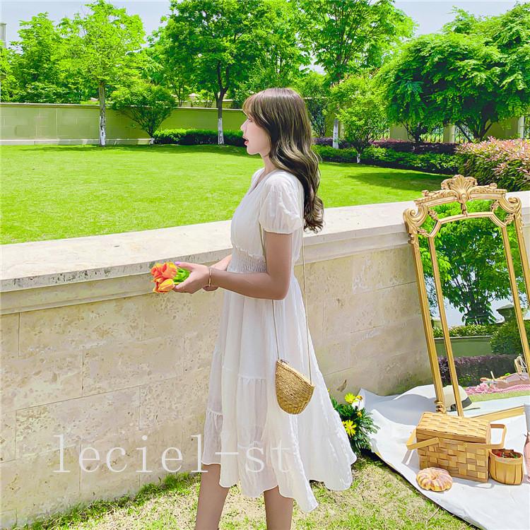 21新作白ワンピース 白 カジュアル ワンピース 夏 森ガール 無地ワンピース 半袖 フレア 韓国 膝丈 Shi Oi0efgmu Leciel 通販 Yahoo ショッピング