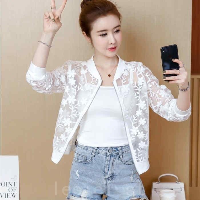 21新作シースルー ブルゾン レディース Ma 1 透け アウター カーディガン 花柄 デポー