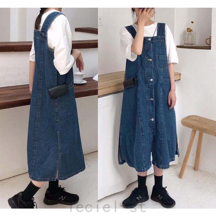2021新作オーバーオール デニムワンピース ワンピース ロングワンピース デニム サロペット ワンピ