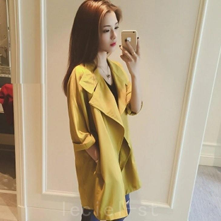17最新のスタイル 21新作レディース アウター 上着 スプリングコート テロンチ トレンチ 七分袖 ゆったり 春 秋 無地 Tdgsm Ru