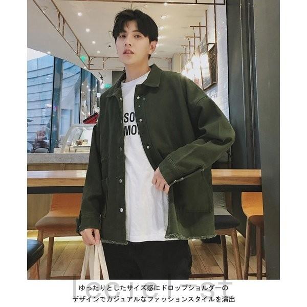 手数料安い ジャケット ジャケットメンズゆったり長袖カジュアル ジャケット メンズ ゆったり 長袖 カジュアル ドロップショルダー 男性用 アウター 春秋物 レトロ オシャレ ダメージ加工 着まわし Www Threeriversofs Com