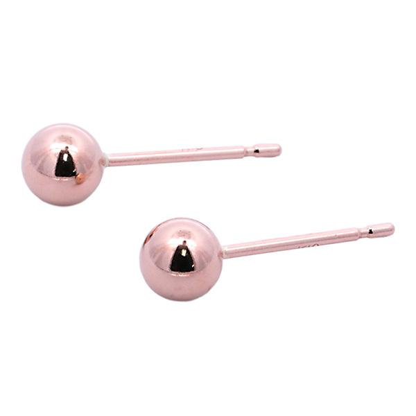 ピアス 4mm ボールピアス 18kピンクゴールド 両耳 1ペア レディース