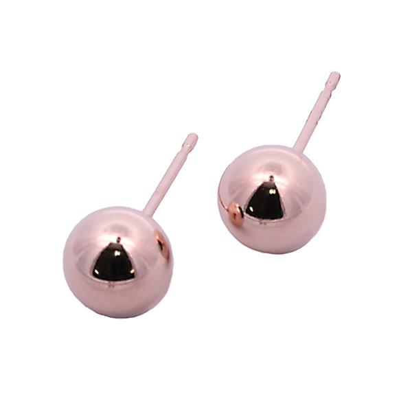 K18PG ボール丸玉ピアス 6mm ピンクゴールド 大きめ 両耳 日本製 