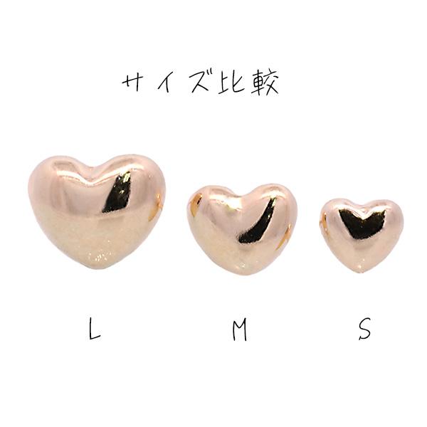 ピアス ハートピアス 4mm 18金 スタッド キャッチ付 ぷっくりハート 