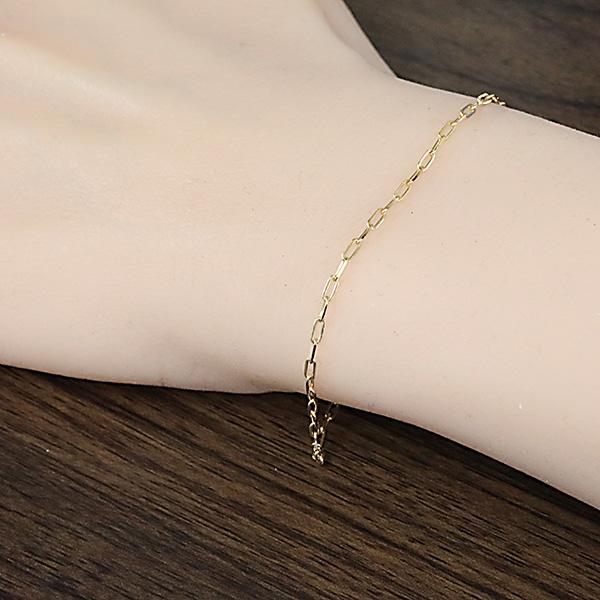 ゴールド ブレスレット 小豆 チェーン 18金 イエロー K18 地金 約18㎝ ブレスレット チェーン 18金 イエローゴールド 4面カット小豆チェーン