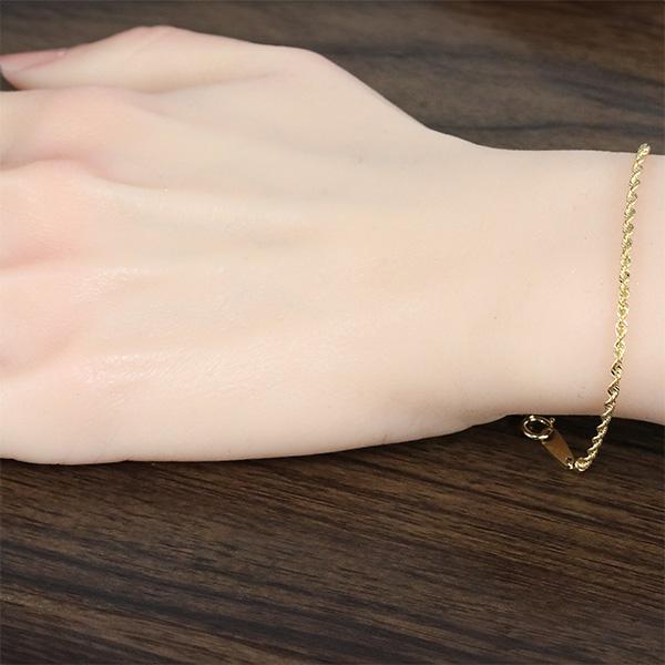 18金 ブレスレット 地金 パイプロープチェーン ブレス シンプル 女性 男性 重ねづけ チェーン K18 18金 爆買の画像