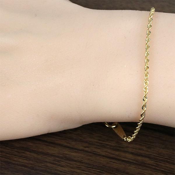 18金 ブレスレット 地金 パイプロープチェーン ブレス シンプル 女性 男性 重ねづけ チェーン K18 18金 爆買の画像