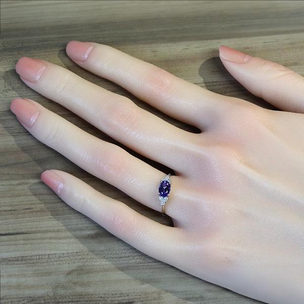 プラチナ PT900 タンザナイト ダイヤモンド リング 指輪 12月 誕生石 ミル打ち アンティーク風 爆買の画像