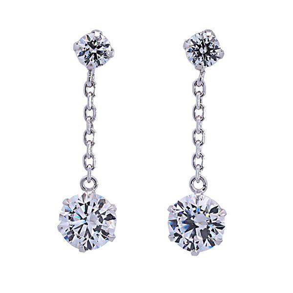 AVALANCHE14k ダイヤモンドスクエアピアス ➕k14wgダイヤピアス キュービックダイヤ K14WGピアス 【公式通販】