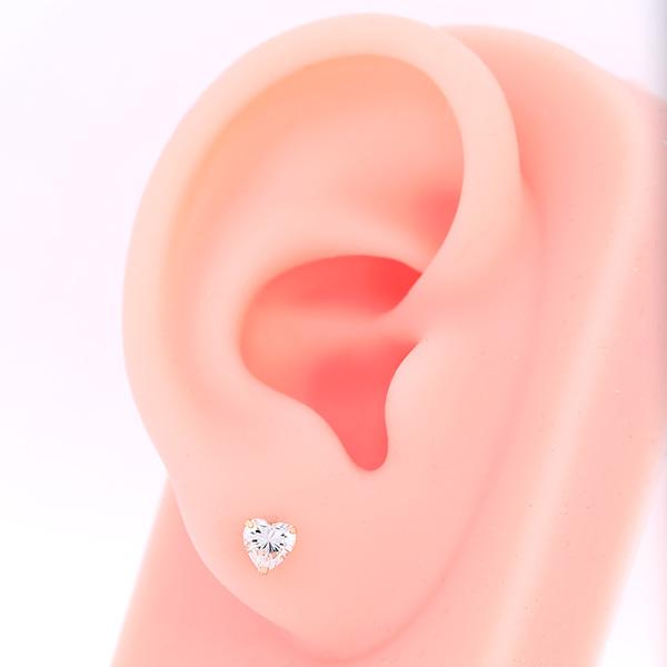 ハートキュービックピアス 18金 18k キュービックジルコニア スタッド  