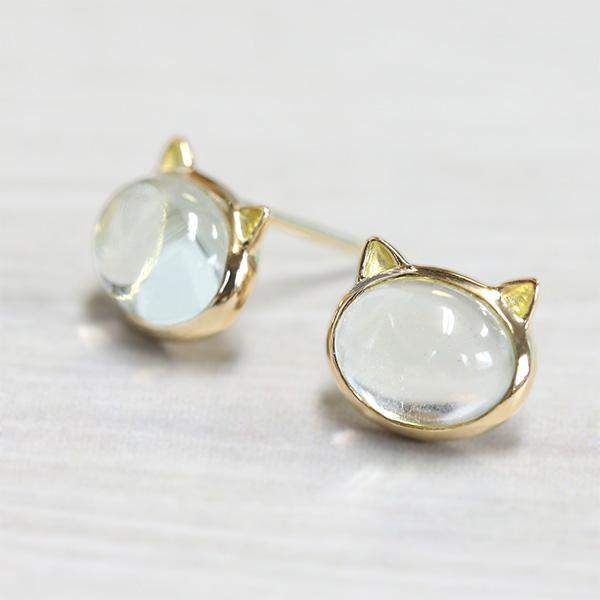 18金 ねこピアス グリーンアメジスト 爆買 : ル・クール - 通販 