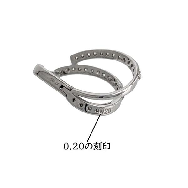 デザインピアス 18金ホワイトゴールド 2連 フープピアス ダイヤモンド 両耳 輪っか バネチャッチ K18WG 4月 誕生石 爆買の画像