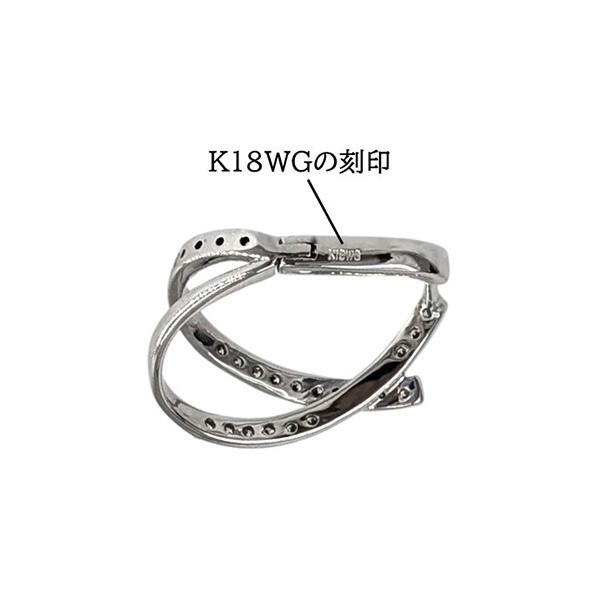 K18WG ダイヤモンドフープピアス レディース 両耳 バネキャッチ 4月 誕生石 ピアス 輪っか ホワイトゴールド 爆買の画像