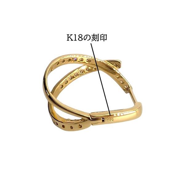 ダイヤモンドフープピアス K18ゴールド 両耳 バネチャッチ レディース 4月 誕生石 小ぶり デザインピアス 贈り物 ギフト お祝い 爆買の画像