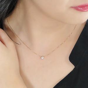 ネックレス シンプル 一粒ダイヤモンド 18金ピンクゴールド 0.3カラット フクリン留め ペンダントネックレス 爆買の画像