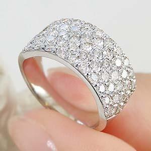 PT900 2.00ct 天然ダイヤモンド パヴェリング 豪華 レディース ギフト 