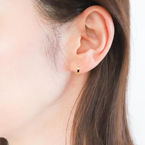 ピアリング K18/K14WG イヤリング リバーシブル スクエア  