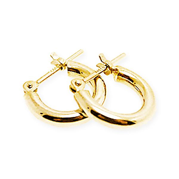 ピアス 18金 パイプピアス 18k 2mm×10mm フープ 輪っか 1ペア 両耳用 定番 シンプル 直径10mm 小さめ メンズ人気ピアス ピヤス ぴあす 爆買の画像