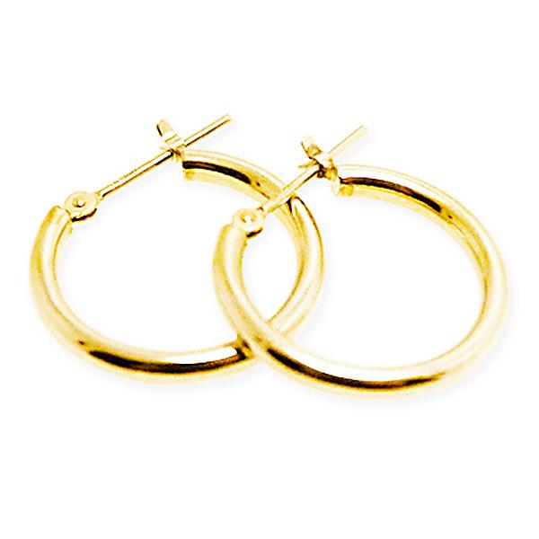 フープ ピアス 18金 ピアス K18 2mm×17mm 両耳用 定番 シンプル 直径17mm 18k シンプル パイプピアス レディース ピヤス ぴあす 爆買の画像