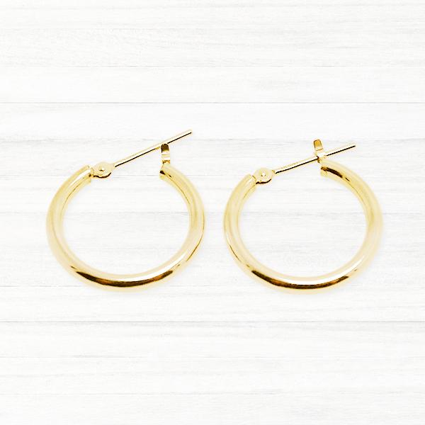 フープ ピアス 18金 ピアス K18 2mm×17mm 両耳用 定番 シンプル 直径17mm 18k シンプル パイプピアス レディース ピヤス ぴあす 爆買の画像