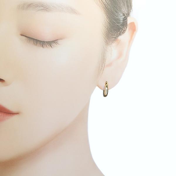 18金 3mm幅 フープピアス 直径15mm 3mm×15mm 遮断式 両耳用 定番