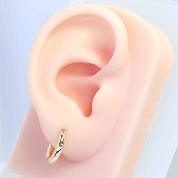 18金 3mm幅 フープピアス 直径15mm 3mm×15mm 遮断式 両耳用 定番