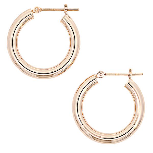 フープピアス 18金 3mm幅 リングピアス 直径20mm 3mm×20mm 遮断式 両耳用 定番 シンプル 大きめ 輪っか パイプ ピヤス ぴあす 爆買の画像