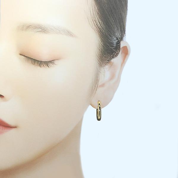 フープピアス 18金 3mm幅 リングピアス 直径20mm 3mm×20mm 遮断式 両耳用 定番 シンプル 大きめ 輪っか パイプ ピヤス ぴあす 爆買の画像
