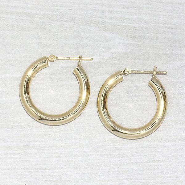 フープピアス 18金 3mm幅 リングピアス 直径20mm 3mm×20mm 遮断式 両耳用 定番 シンプル 大きめ 輪っか パイプ ピヤス ぴあす 爆買の画像