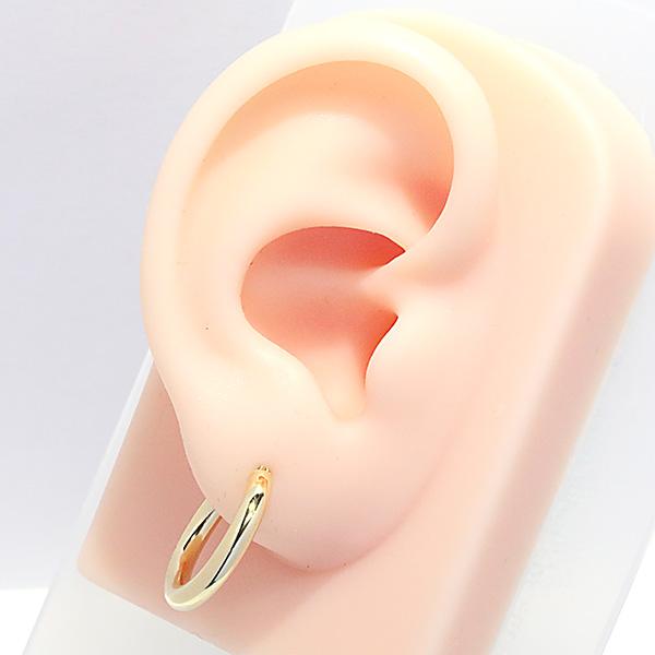 フープピアス 18金 3mm幅 リングピアス 直径20mm 3mm×20mm 遮断式 両耳用 定番 シンプル 大きめ 輪っか パイプ ピヤス ぴあす 爆買の画像